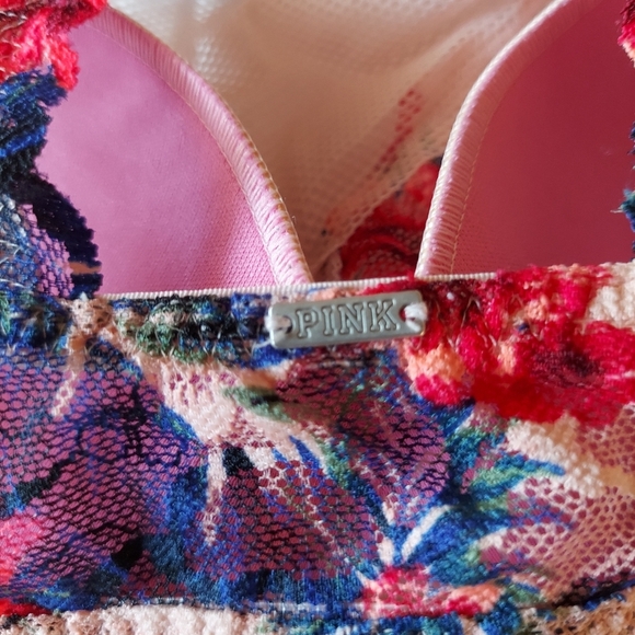 PINK Victoria Secret Floral Halter Mesh Bralette - Picture 3 of 4